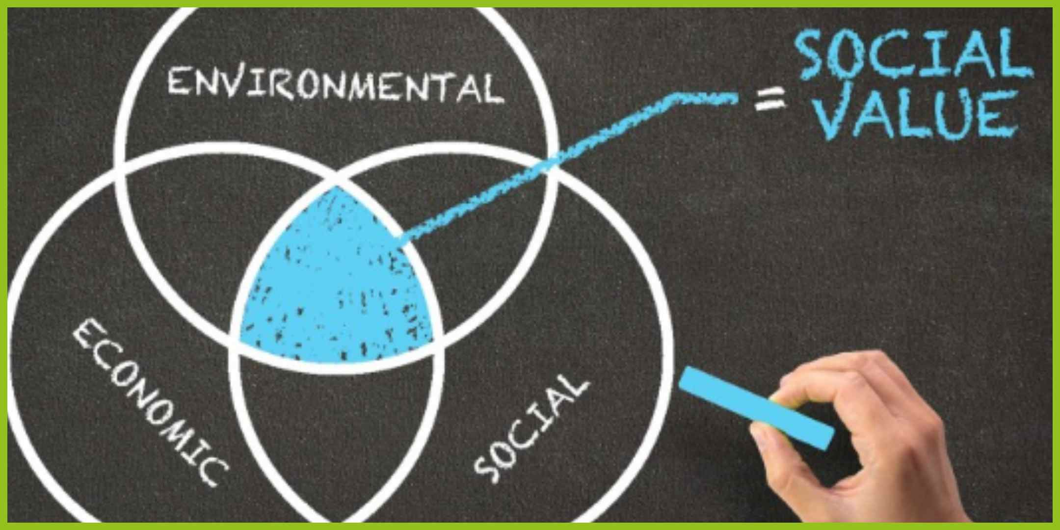 Graph representing social value-environmental-economic-social