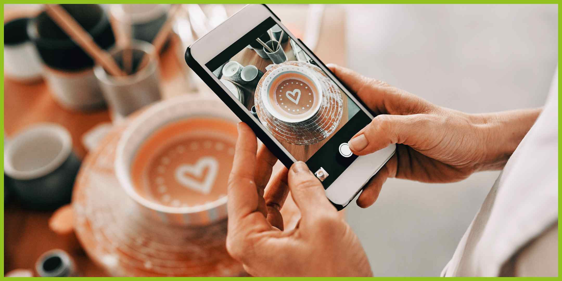 Starting in Business Webinar Taking a photo of cappuccino with smartphone